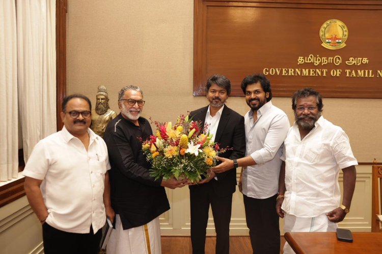 [ Honourable TNCM Joseph Vijay ]   Nadigar Sangam . ns .siaa actor nasser . actor .Karthi . Poochi S Murugan  . karunaas . johnson cine pro