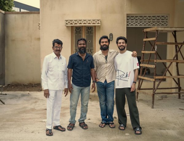 Rockstar anirudhofficial drops in on the sets of ARASAN..  Good vibes and great energy with SilambarasanTR & Vetrimaaran as the shoot moves ahead