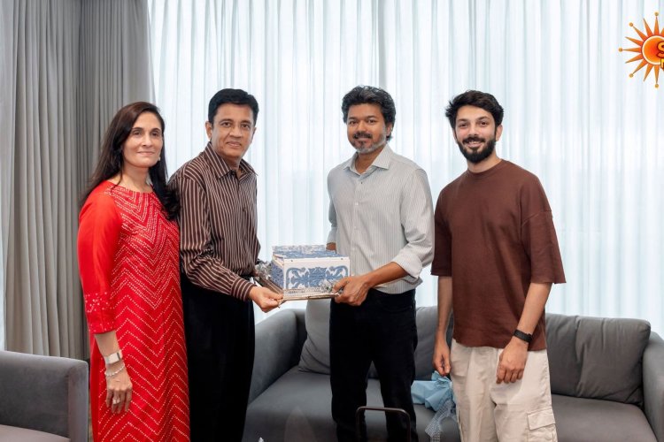 Sun TV Network Chairman Kalanithi Maran Meets Tamil Nadu Chief Minister C. Joseph Vijay and Invites Him to the Wedding Reception of Kavya Kalanithi Maran and Anirudh Ravichander.